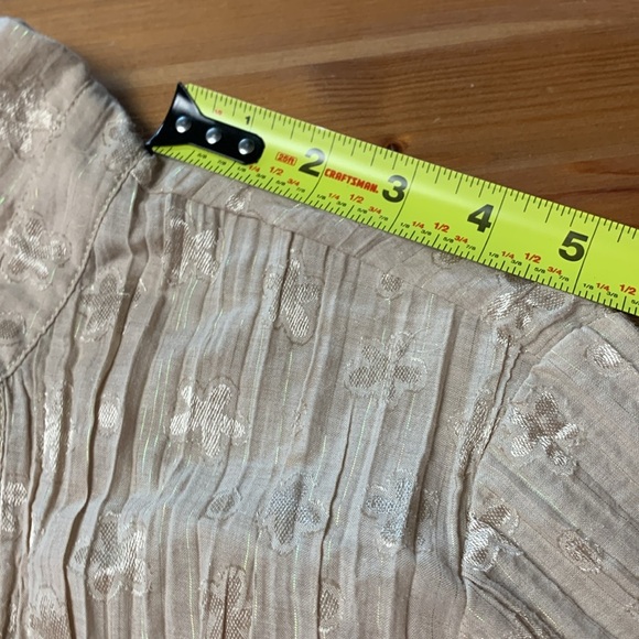 Proportion Petite 4 Season  Button Down Short Sleeve Blouse w Lurex - Picture 4 of 13